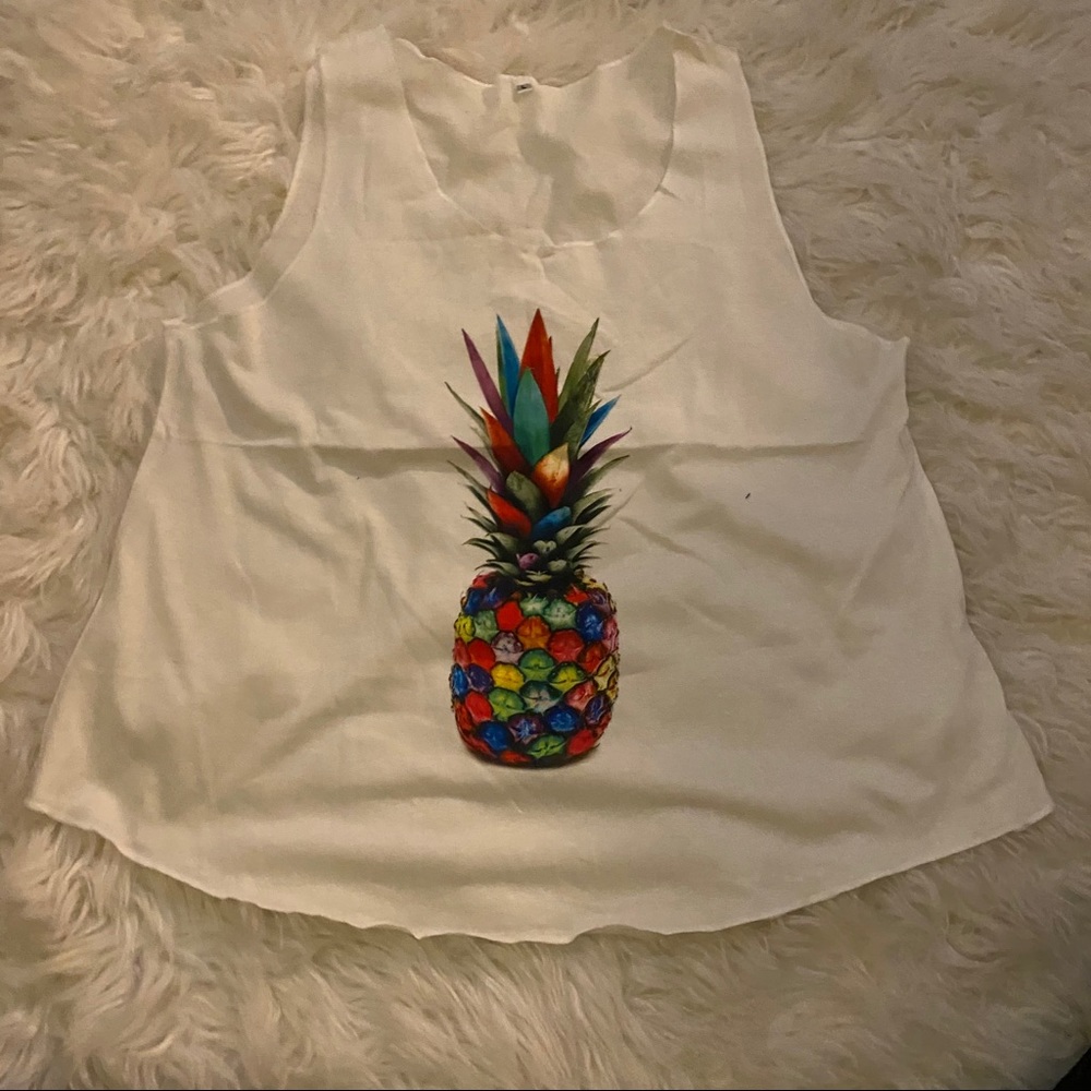 Rainbow pineapple tank top